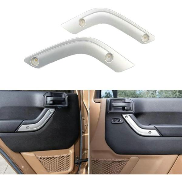 1Pair Interior Door Grab Handle Inserts Cover Trim Replacement 1RC72JAHAD 1RC72JAHAE Left Right Side for 2011-2018 Jeep Wrangler JK (Black)