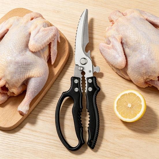Heavy-Duty Kitchen Shears, Stainless Steel Poultry Scissors for Chicken Fish Ribs, 6-in-1 Tool with Bottle Opener, Fish Scale Scraper Nut Cracker