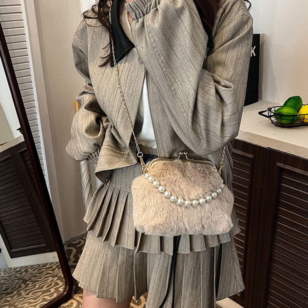 Sac de Soirée Perle Pochette Fermoir Baiser Sac Bandoulière Coquillage Tendance Fête