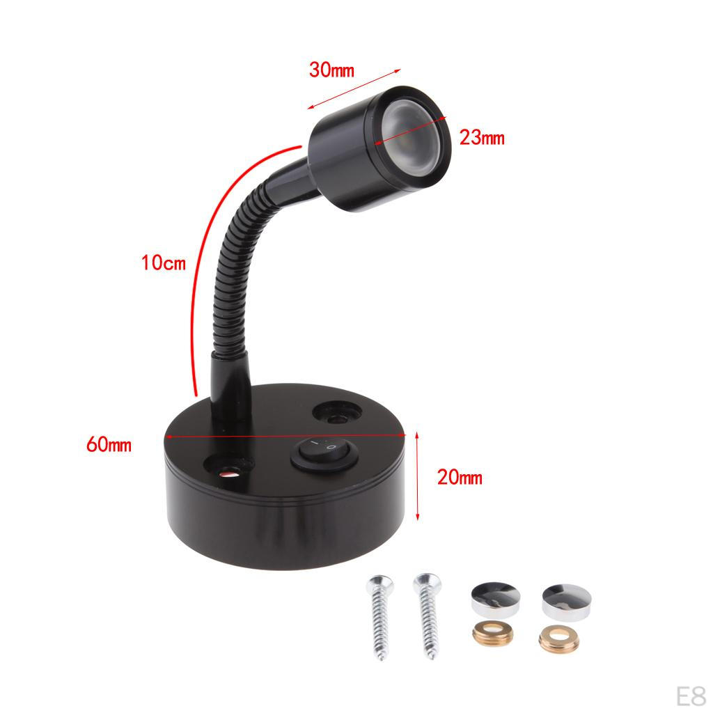 12 V 1 Watt LED Reading Lamp Adjustable Light for Marine / Boat, Mobile Home, Hotel,