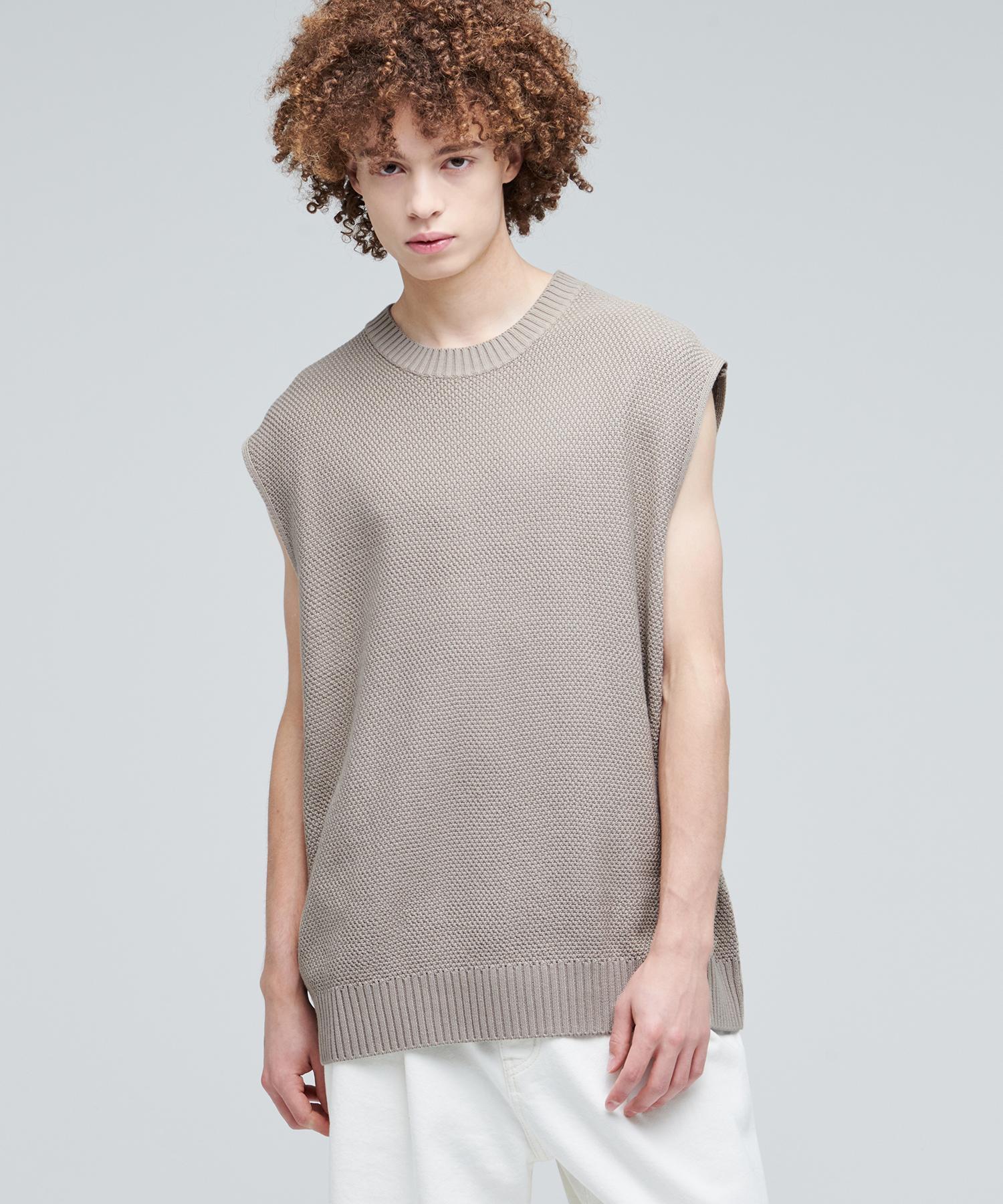 Musinsa Standard Textured Crew Neck Knit Vest [Beige] Beige/M