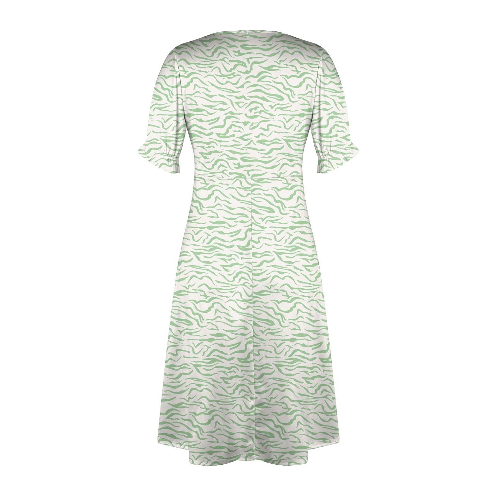 Женское летнее повседневное платье с v-образным вырезом и трапециевидным вырезом в стиле — фото 4