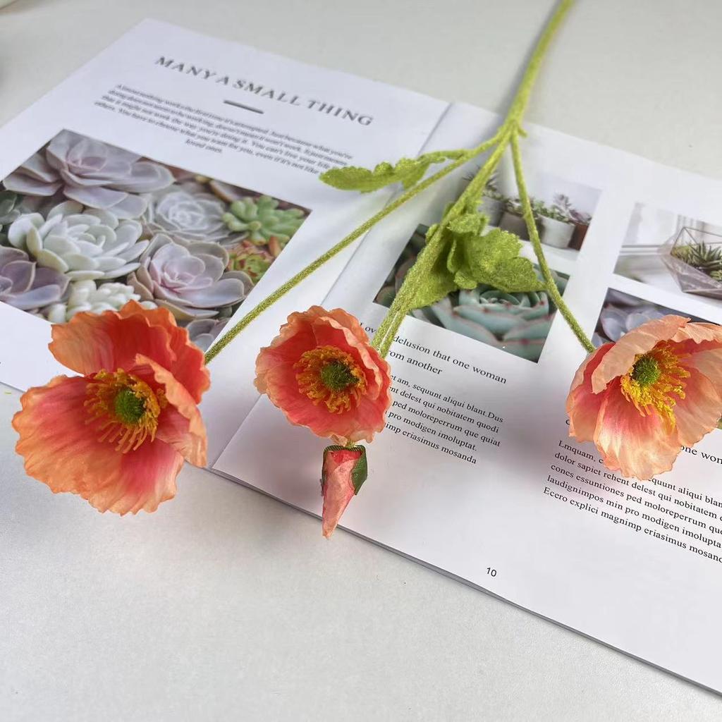 Artificial Poppy Flowers Bouquet Silk Fake Flowers For Home Decor Garden Marriage Party Wedding Decoration DIY Vase Accessories