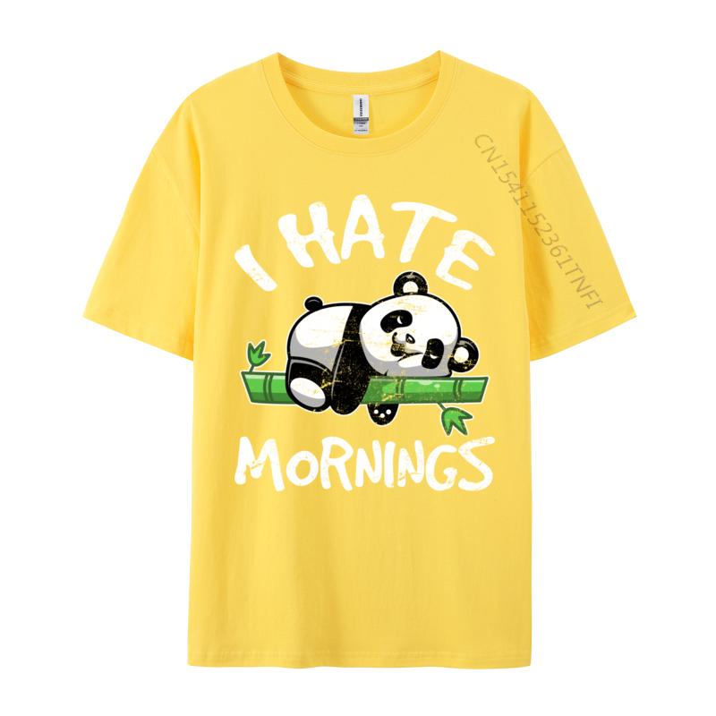I Hate Mornings Cute Panda Bear For Panda Lover Printing T Shirts Wholesale ONeck 3d Printed Cotton Unisexs Tops Tees