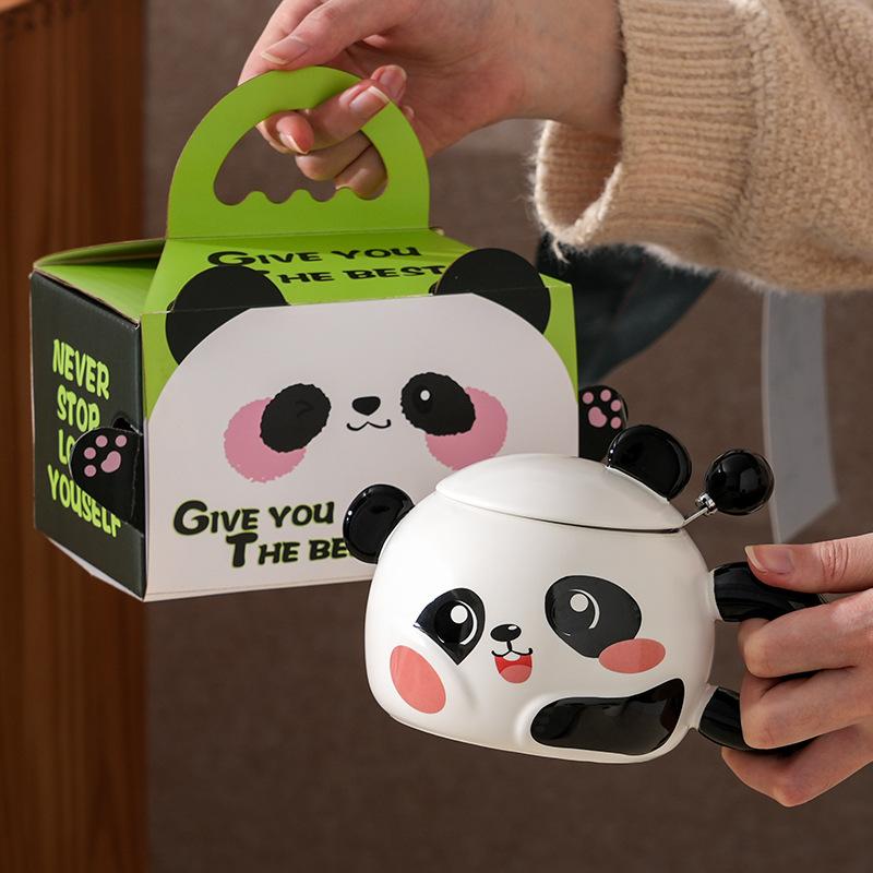 Creative And Cute Panda Ceramic Cup Home Large-Capacity Office Couple Water Cup With Gifts High Value