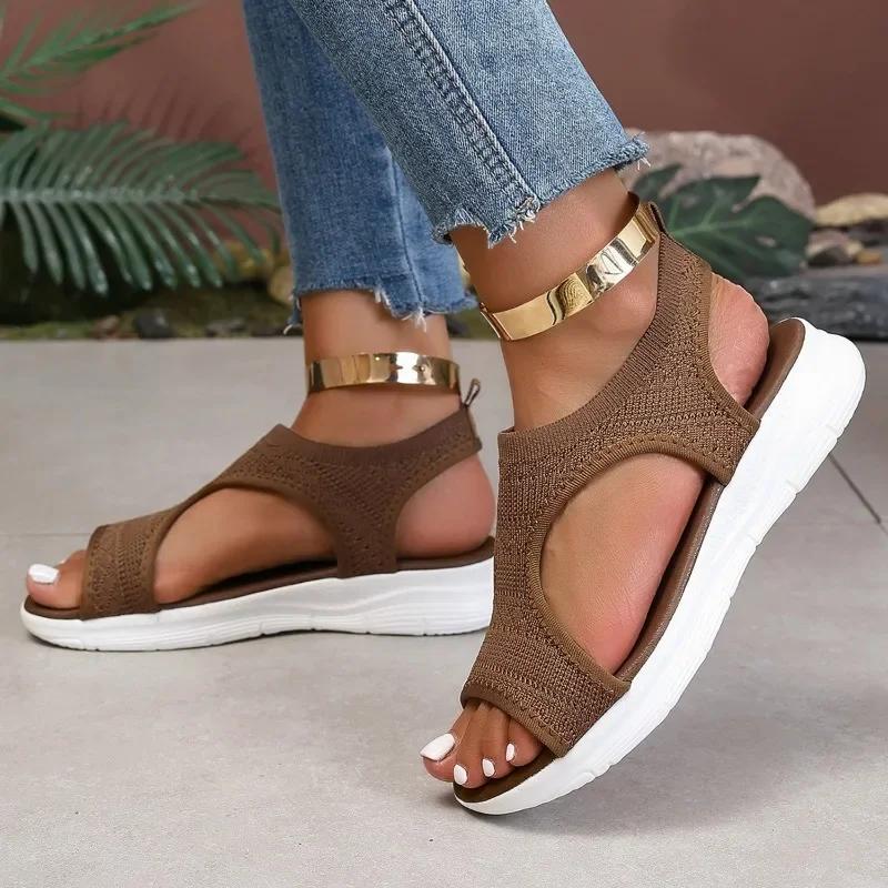 Fashion Ladies Shoes 2025 Hot Sale Summer Women's Sandals Ankle-wrap Solid Open Toe Platform Water Proof Large Size Casual Sandals Women