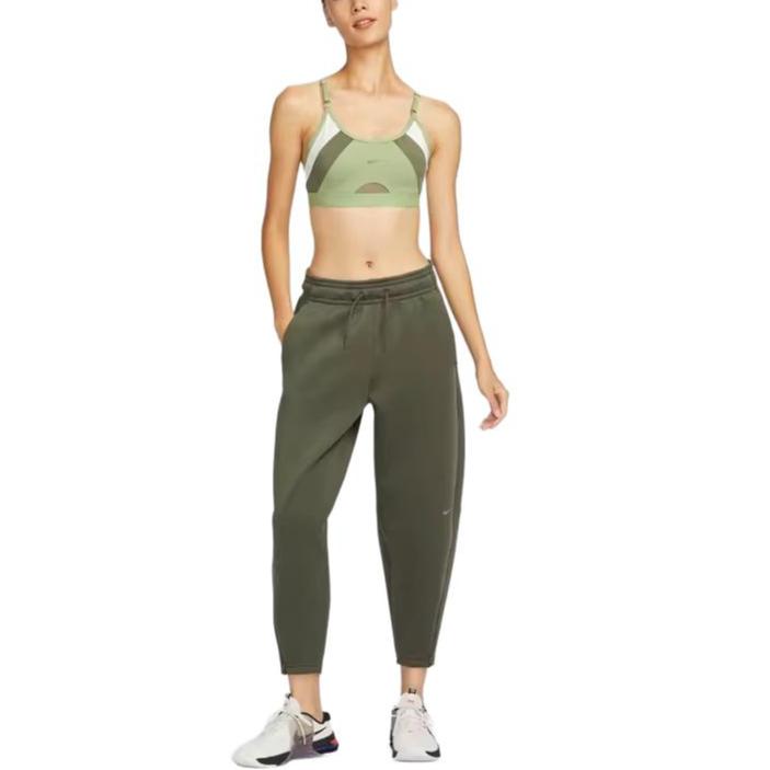 Nike Dri-Fit Solid High-Waisted Drawstring Cropped Knit Joggers Women Joggers Khaki-Green FB5429-325