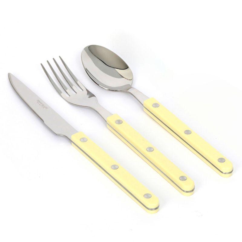 Katewaltz Tiny Blanc Rev Cutlery 3-Piece Dinner Knife, Spoon, Fork