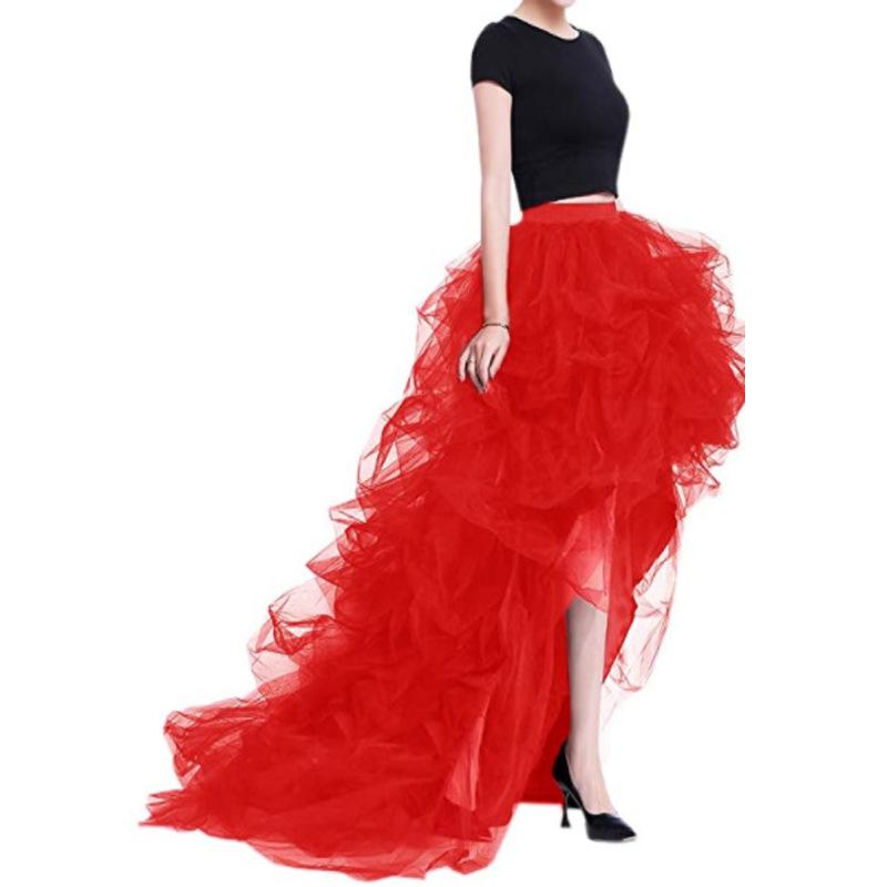 Women's High-waisted Elastic Waistband Casual Mesh Puff Skirt