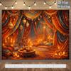 2D Flat, 1-piece Product. Arabian-style Background Fabric with a Vintage Chandelier - Suitable for Wall Decoration DJH