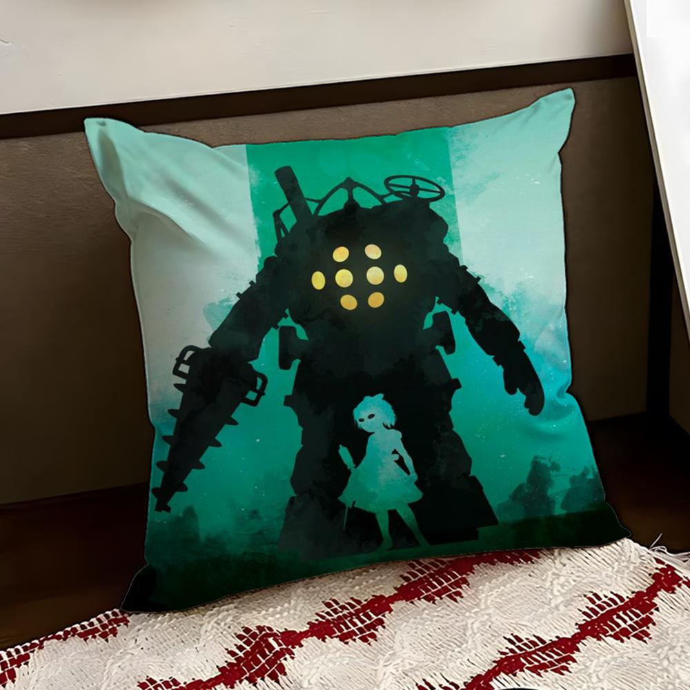 

Fanart BBioShock RaptureS Cushion Cover Reversible Soft Durable Pillow Cover Home Car MultiScene Use for Daily Comfort 30X30cm
