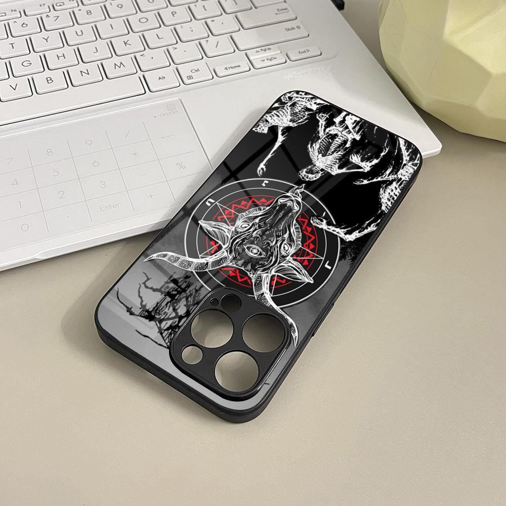 Pentagram 666 Demonic Satanic Phone Case Tempered Glass For IPhone 16 17 13 14 12 15 11 Pro Max Plus Mini XR Coque