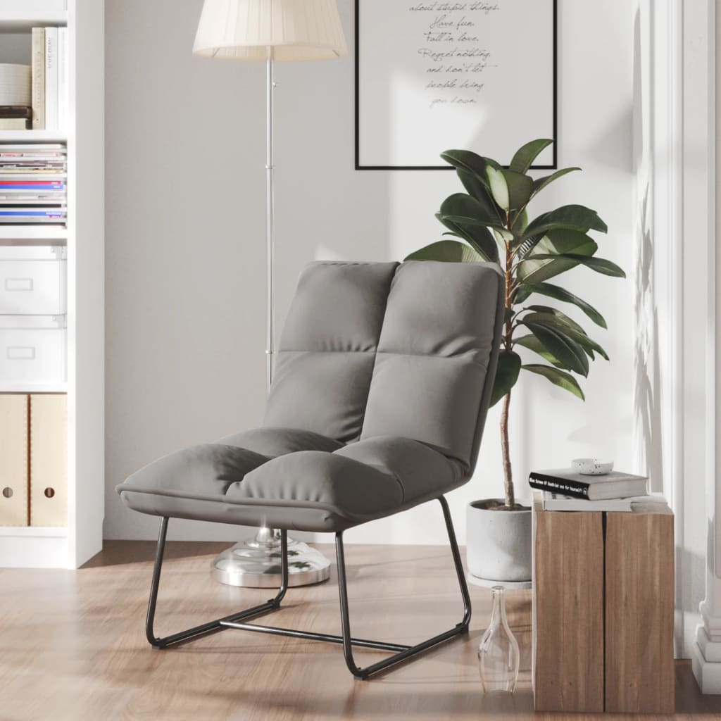 Relax Chair with Metal Frame Light Grey Velvet