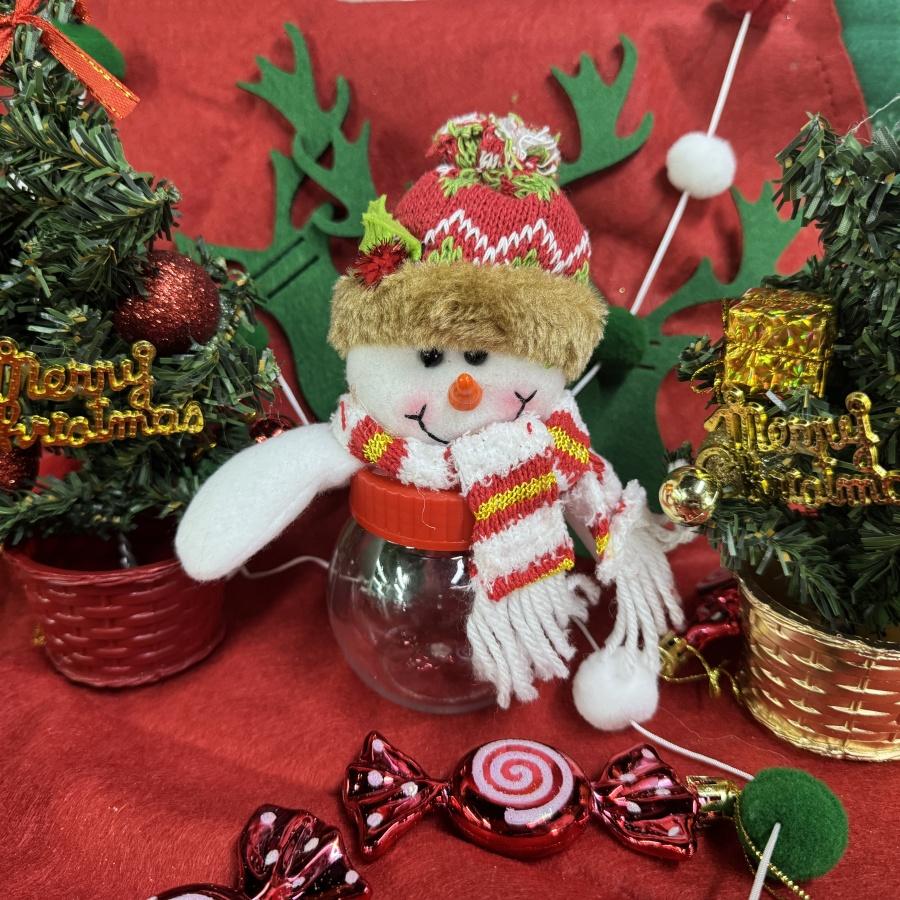 

1pc Santa Claus Candy Jar Christmas Snowman Chocolate Snack Bottle Ornament Gift Jar Holiday Party Decoration Storage Bottle