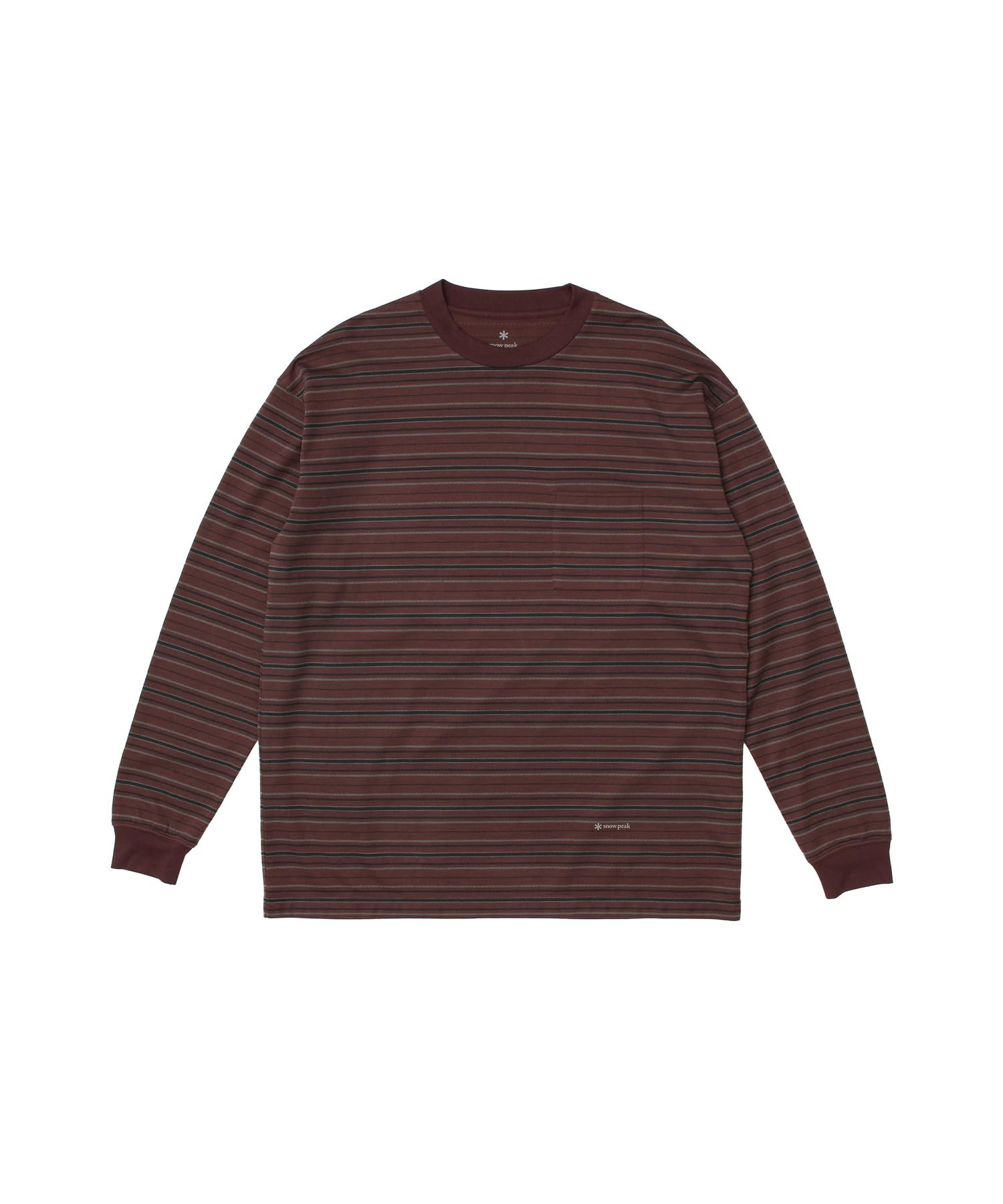 

Snow Peak Hybrid Wool Mesh Stripe Cut and Long and Size M L/S T-Shirt SW-25AU014, Sew, Sleeve, T-Shirt, Men s Women s, Brown,
