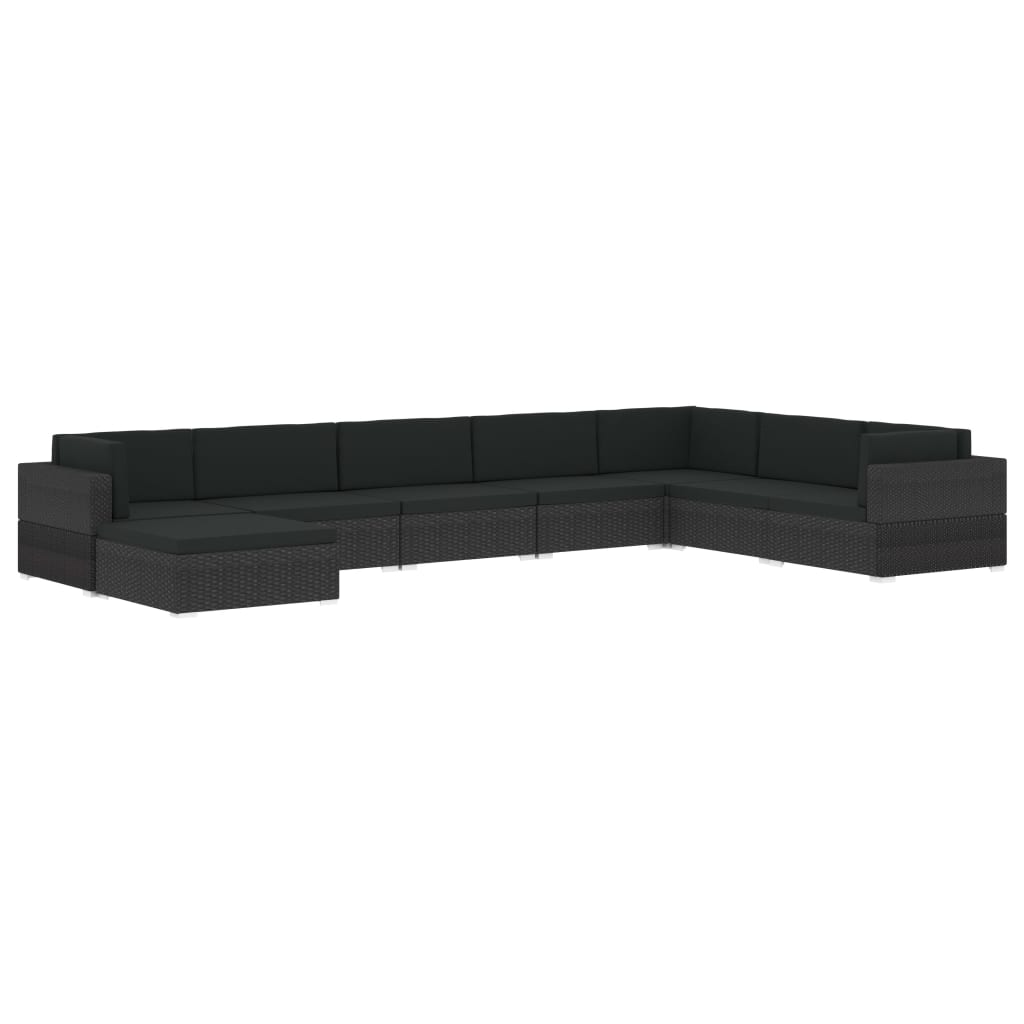 Modular Sofa Center Section 1 Pc + Cushions Poly Rattan Gray
