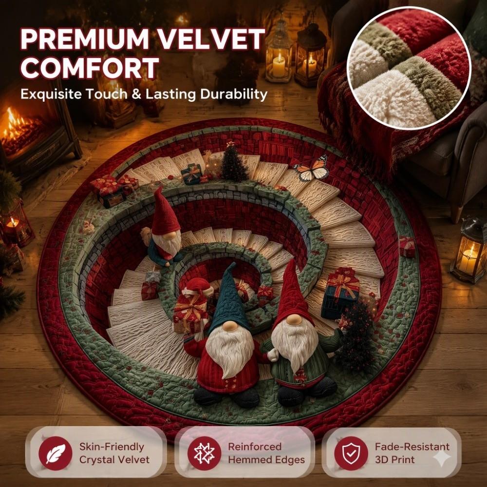 2D Flat Printed 3D Illusion Rug Non-Slip Christmas Doormat Cartoon Cute Xmas Home Decor Outdoor