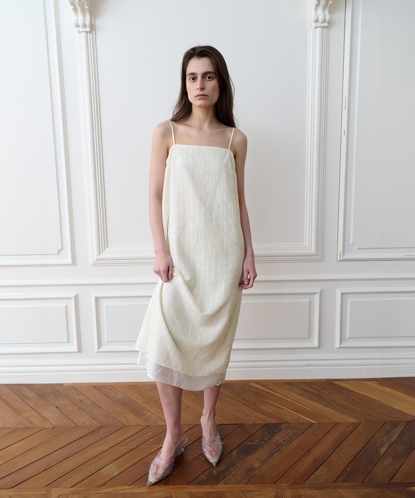 The Porta Line Stripe Long Dress, Ivory