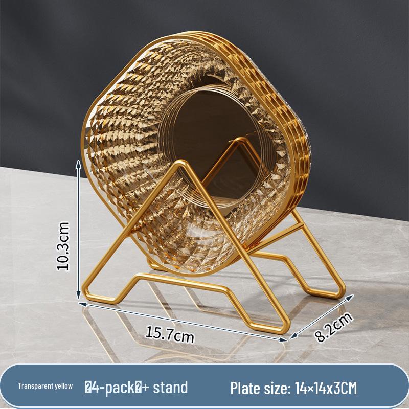 Transparent Gold Rim Fish Bone Dish Holder Set, Easy To Clean, Multipurpose for Living Room