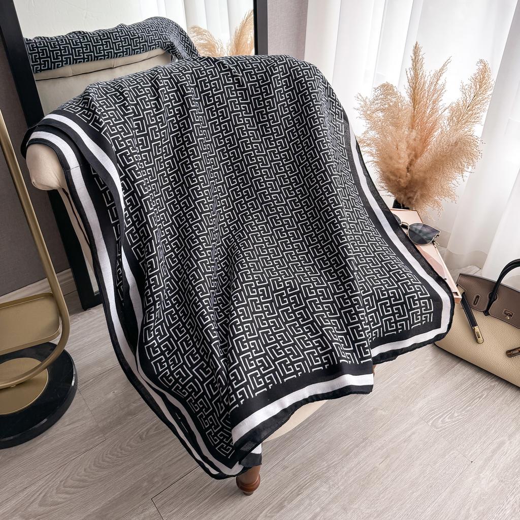  Latest Women's Spring Scarf Luxury Letter Design Scarf Cotton Smooth Scarf Soft Headband Shawl Beach 90x180cm