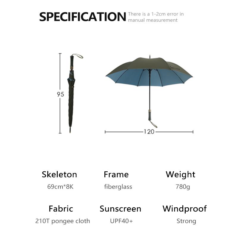 120cm Big Long Umbrella Men Business Double Layer Windprooof Umbrella Rain Women Leather Cover Golf Umbrella Outdoor