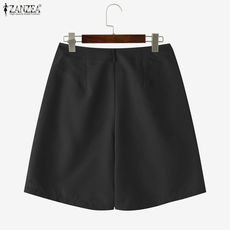 

ZANZEA Women Zip-up High Waist Button Solid Color Casual Shorts Pants S