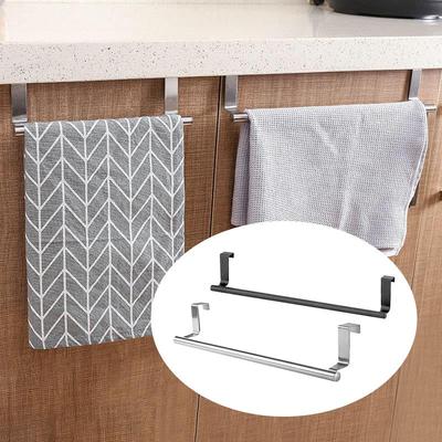 Towel Rack Over Door Towel Bar Hanging Holder Stainless Steel Kitchen Cabinet Bathroom Towel Rag Rack Home Organizer Hanger