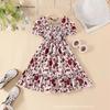 Dziewczęca sukienka z krótkim rękawem, letnia, dziecięca, słodka, świeża, w kwiaty