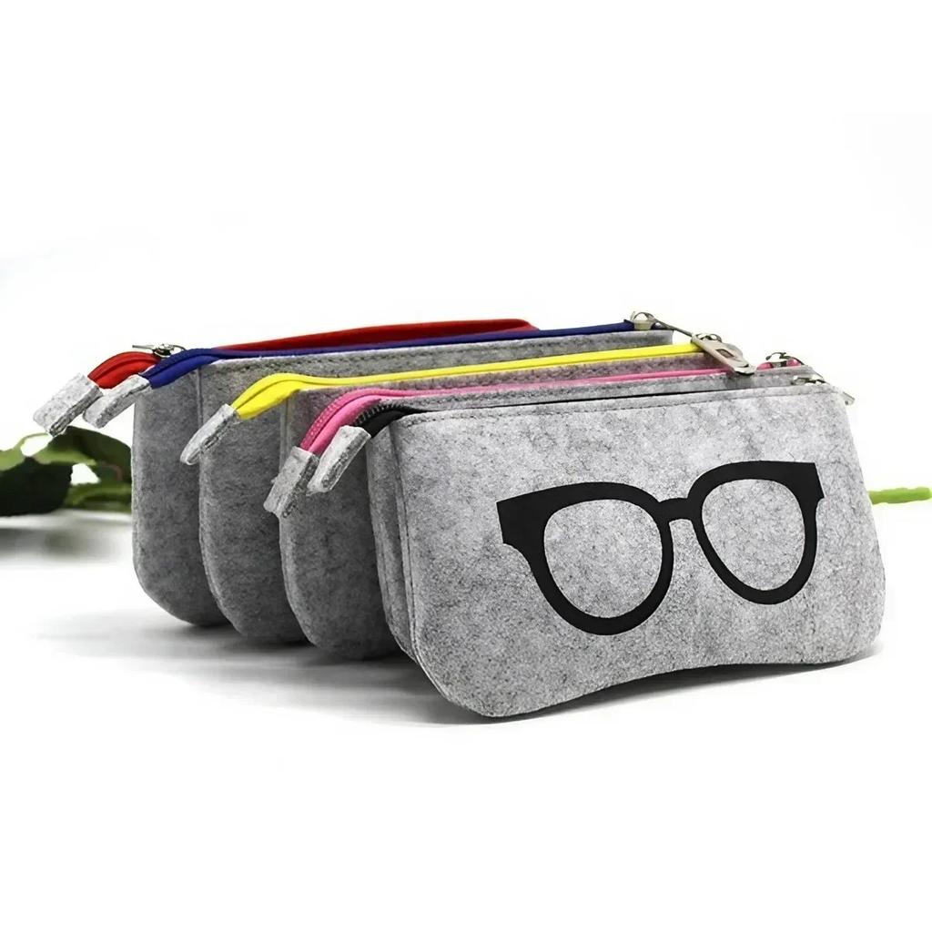 Portable Sunglasses Case Felt Pencil Pouch Soft Zipper Eyeglasses Bag Travel Accessories Organizer