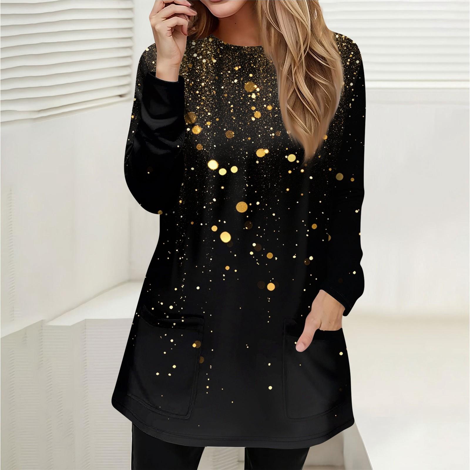 

Женская толстовка, пуловер, спортивная одежда, карман, принт, повседневный топ с круглым вырезом и длинными рукавами XL золотой