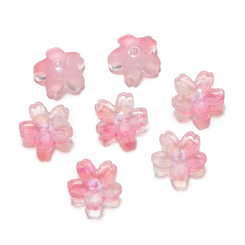 10Pcs/lot Glass Gradient Beads Cherry Blossom Scattered Beads Handcrafted DIY Production Jewelry Craft  Bracelet Accessories