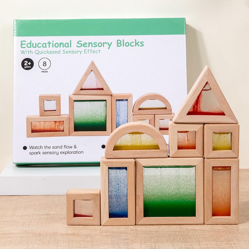 Wooden Flowing Sand Puzzle Blocks: Children s Educational Sensory Toys
