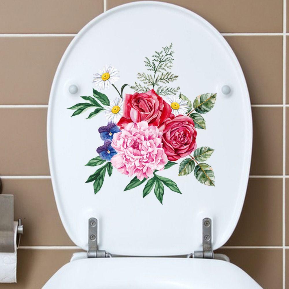 Removable Flower Butterfly Toilet Stickers Mildew-proof Toilet Lid Decals  Cabinet
