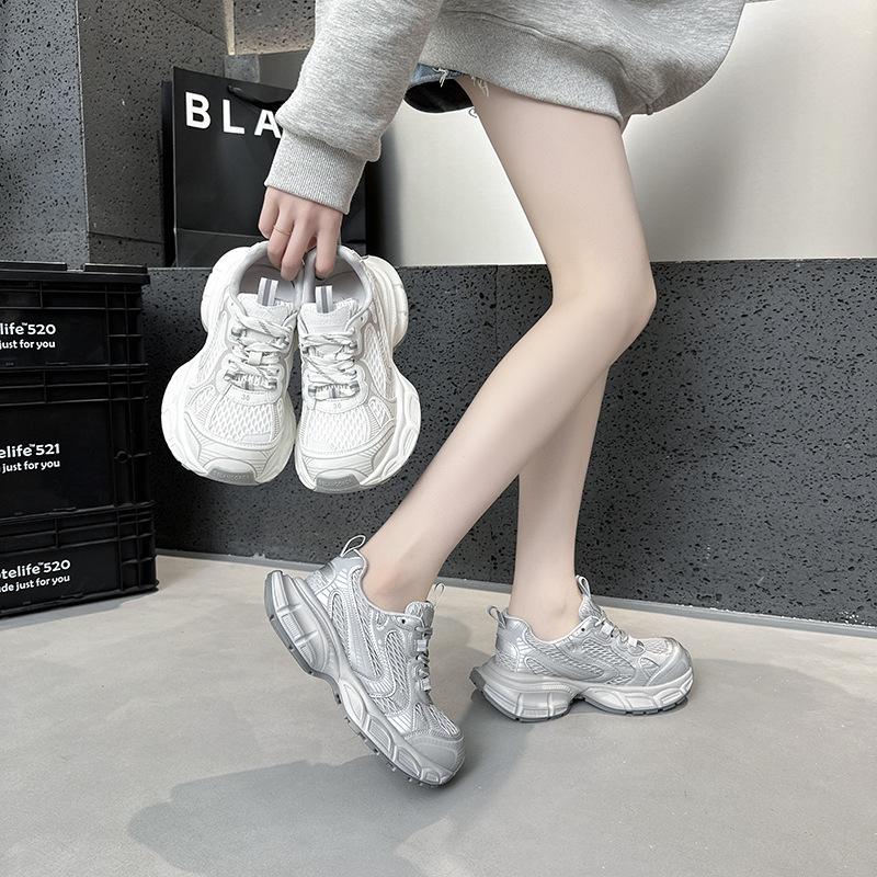 Dad Shoes Women's New Versatile Thick-soled Single-mesh Breathable Sports and Leisure Shoes Running Shoes