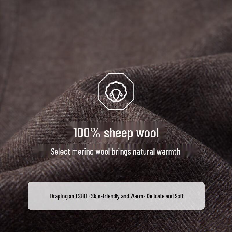 EMZ Erdos Men's Mid-Length Wool Coat with Cashmere Lining