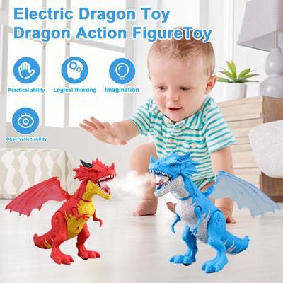 Kids Electric Flying Dragon Toy Light-Up Eyes Roaring Spraying Movable Joints Funny Toddlers Walking Dragon Action Figure Model Boys Perfect Gift
