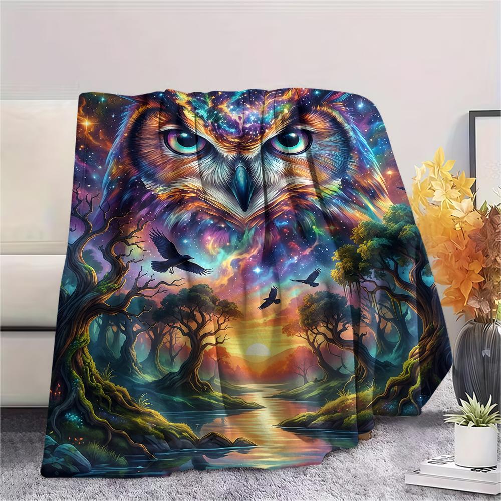 Aurora Sky Gorilla Unicorn OwlPrint Flannel Blanket,High quality Comfortable for All Seasons,Home Decor,Warmth and Comfort,Perfect for Christmas Gifts
