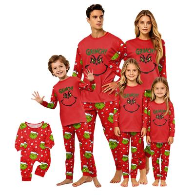 Christmas Family Matching Pajama Set Long Sleeve and Pants Holiday Printed Wear for Parents and Kids