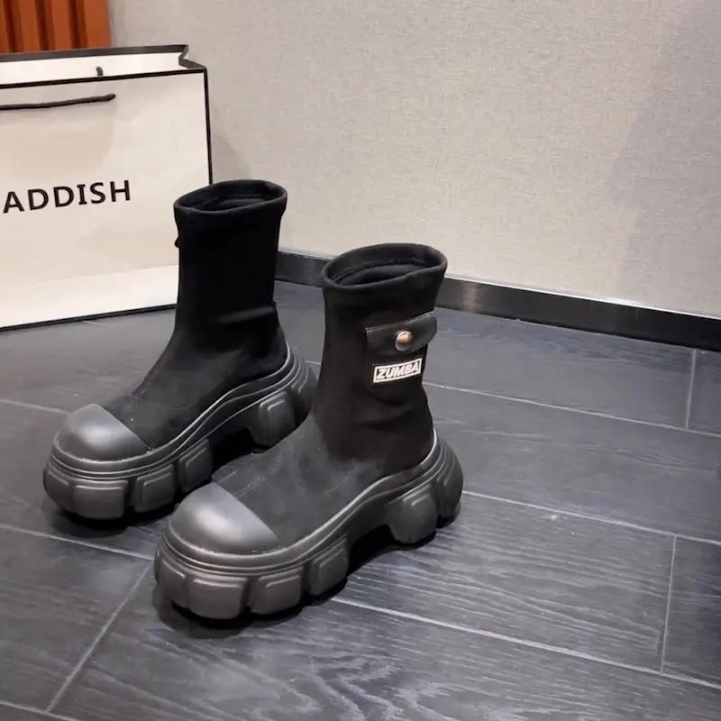 Platforma Dámské Vysoké boty Ploché Boty Zimní Nový Designový Goth Vysoké boty Gladiator Motocykl Botas