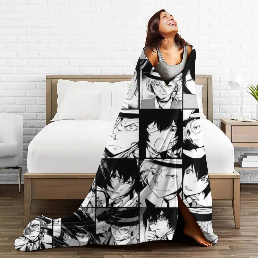 Japan Anime Collage Flannel Blanket Manga Hat Super Soft Throw Blanket for Living Room Picnic Cute Bedspread Sofa Bed Cover