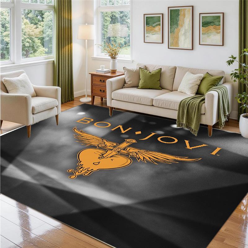 Bon Jovi Design Crystal Velvet Rug Soft Decorative Mat for Bedroom Entrance