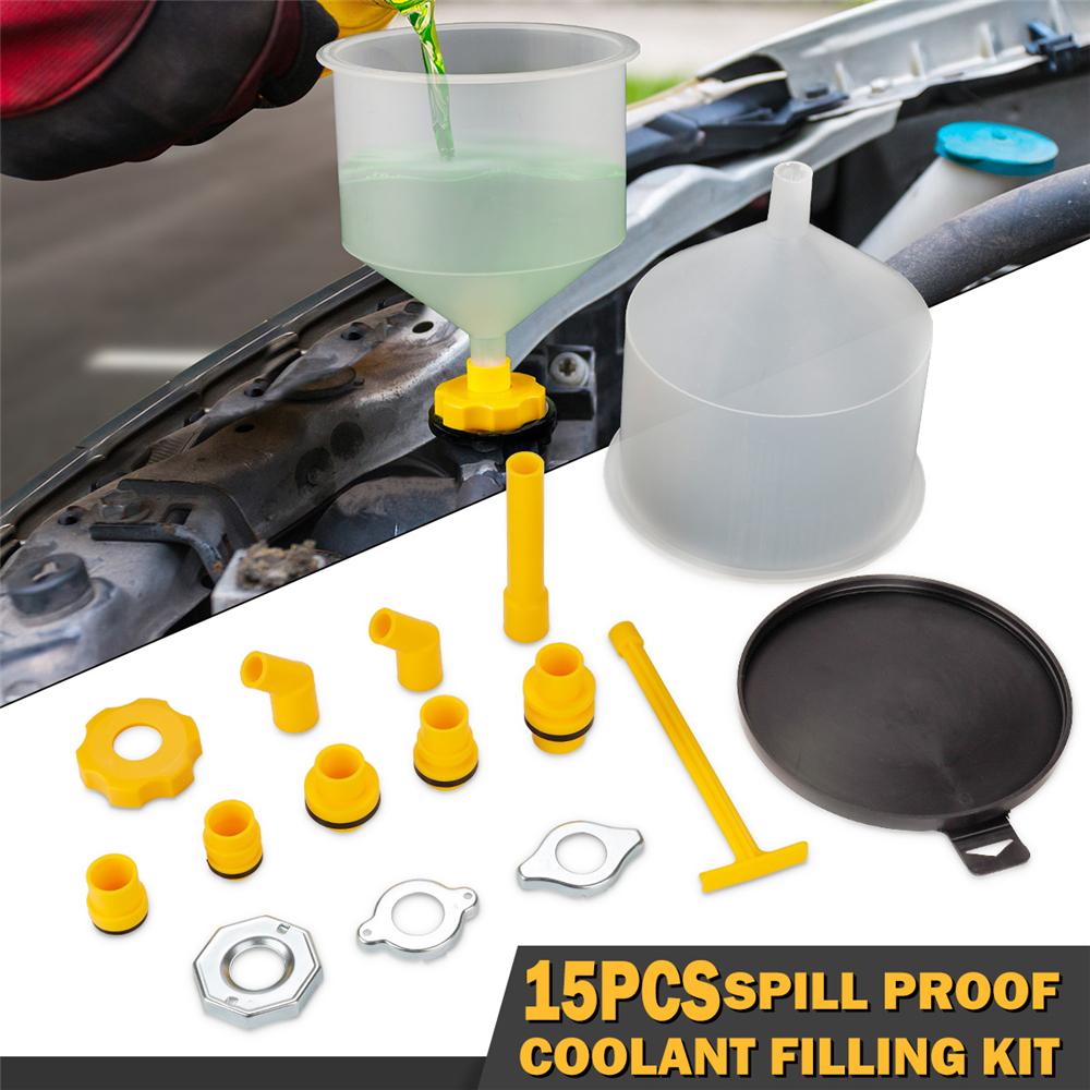 15-Piece Car Coolant Funnel Kit Spill- Funnel Cooling System Funnel Tool with Multiple & Adapters