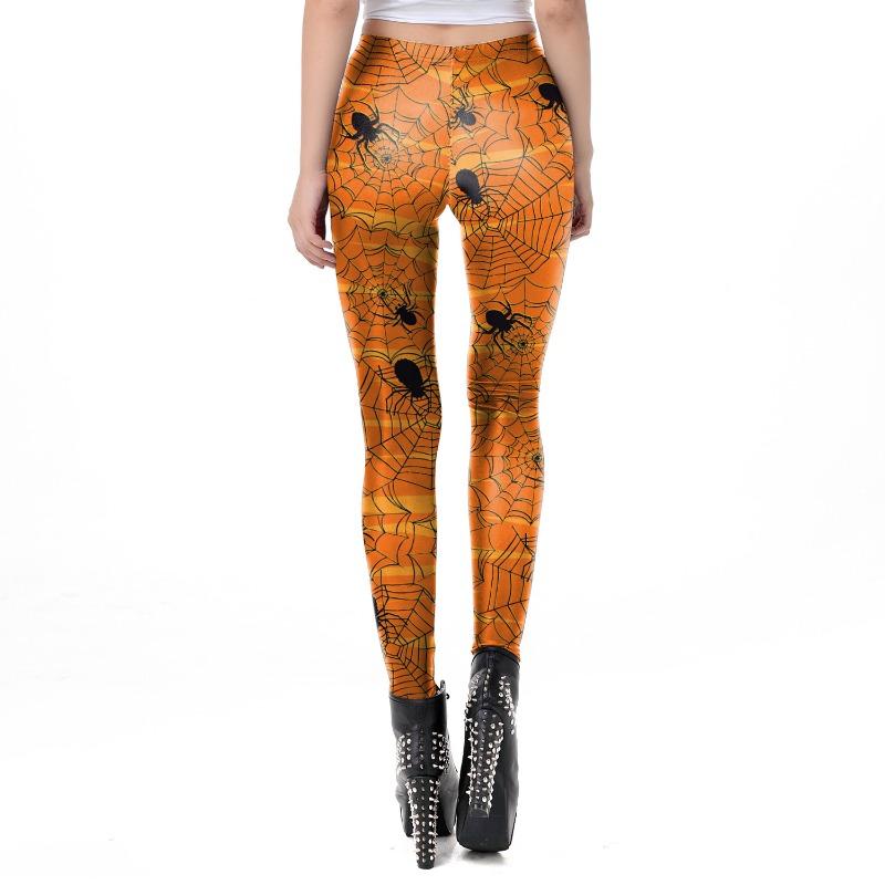 Halloween Pants Fashion Printed Stretch Leggings Pumpkin Head Skull Rack Digital Printed Small Foot Leggings