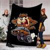1pc Taz3 Theme Soft Flannel Throw Blanket - Digital Print, Polyester, Cozy for All Seasons, Perfect for Outdoor, and Travel
