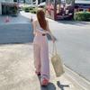 Early Spring Vintage High Waist Pink Saber Cut Relax Wide Leg Denim Pants For Ladies Casual Pants Oversize Denim Trousers