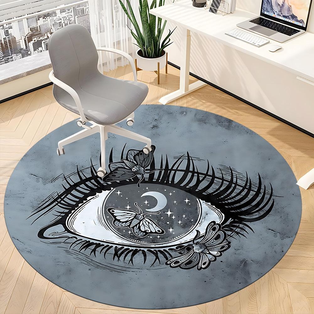 1pc Eye Butterfly Office Round Rug, Carpet for Office, Gaming, Lightweight Round Floor Mat yy260205037