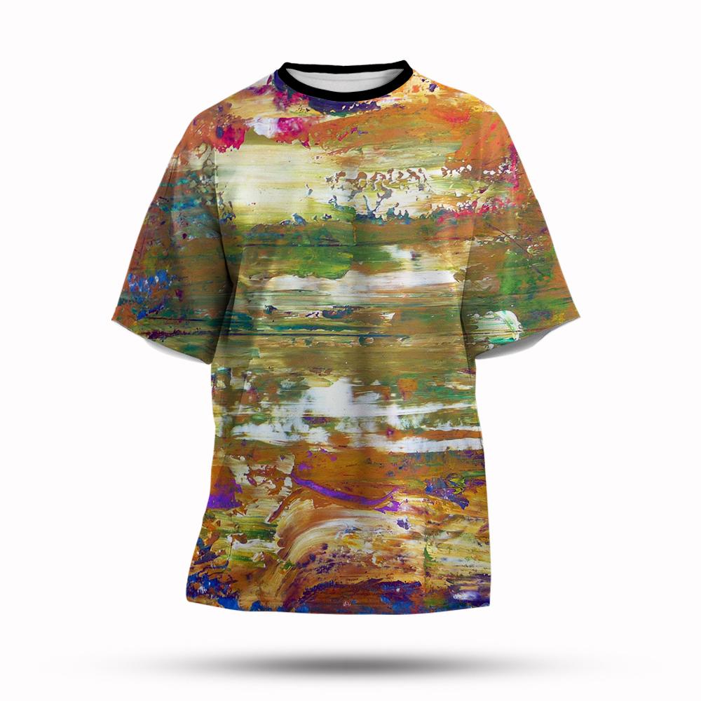 Graffitifärg 3D-printad T-shirt Sommar Herrmode Stänkbläck Ny Kortärmad T-shirt Topp Cool Streetwear Baggy T-shirts
