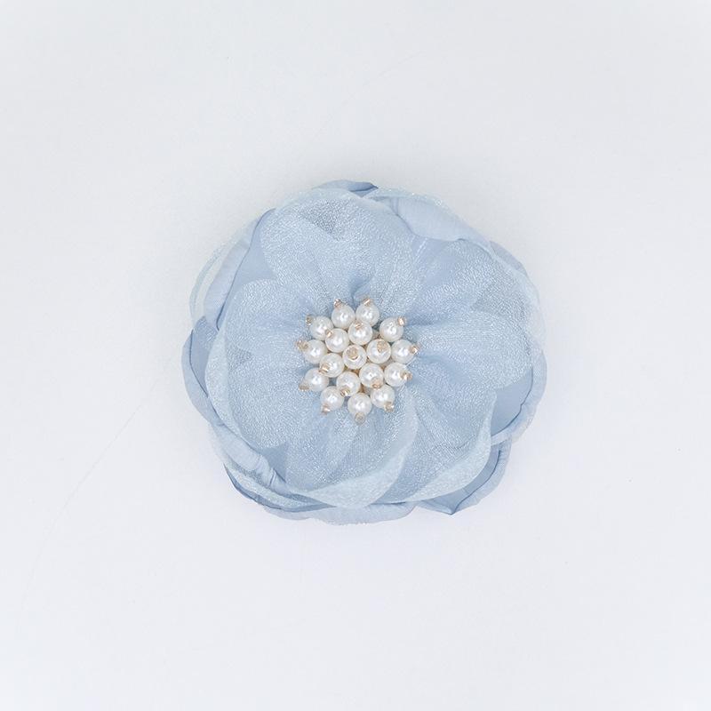 5Pcs 3D Beaded Center Chiffon Artificial Flowers for DIY Sewing Garment Patch Photo Prop Party Decoration
