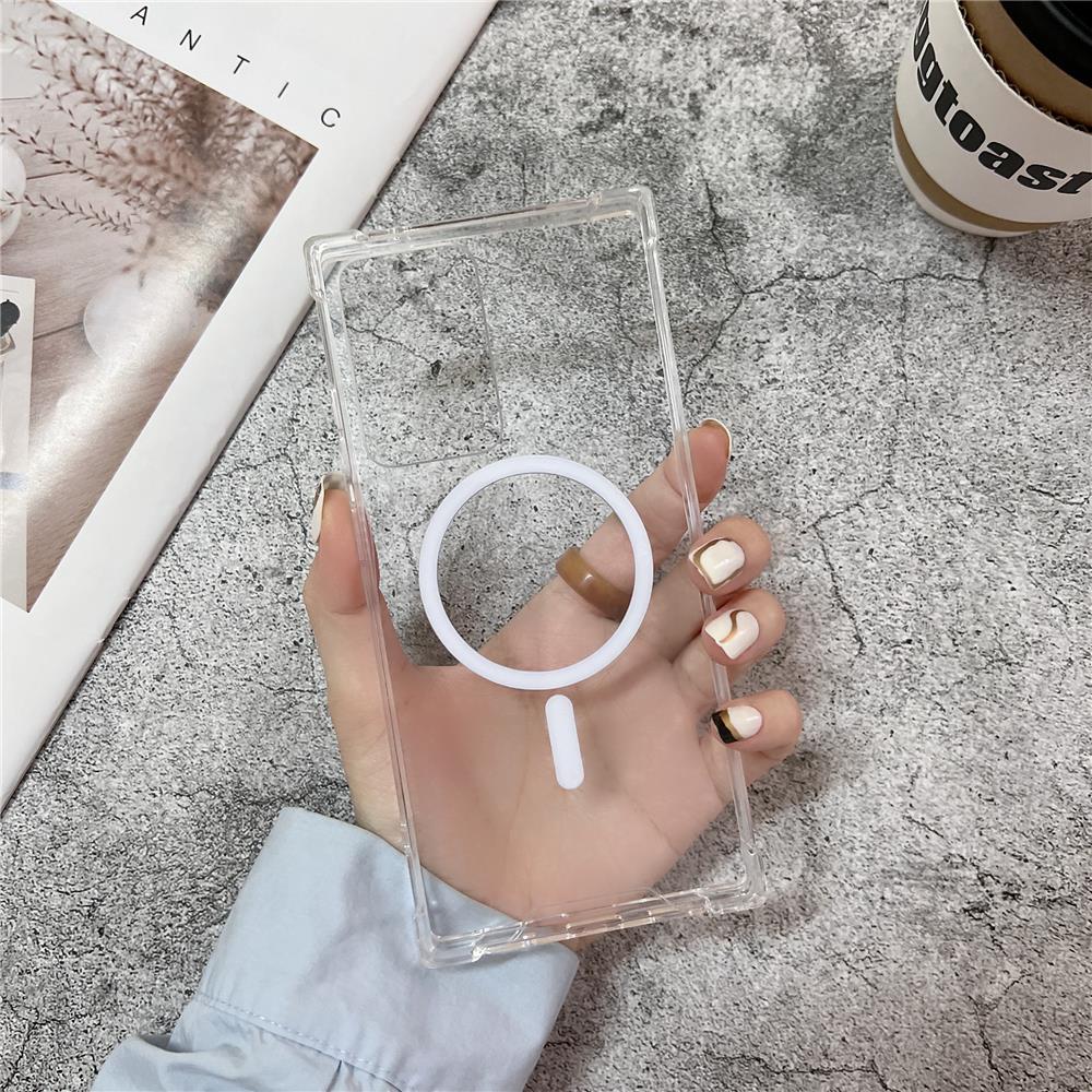 Stoßfeste transparente Handyhülle für Samsung Galaxy S23 S22 S21 S20 Note 20 Ultra Magnetische Hülle für Magsafe Macsafe Clear Cover