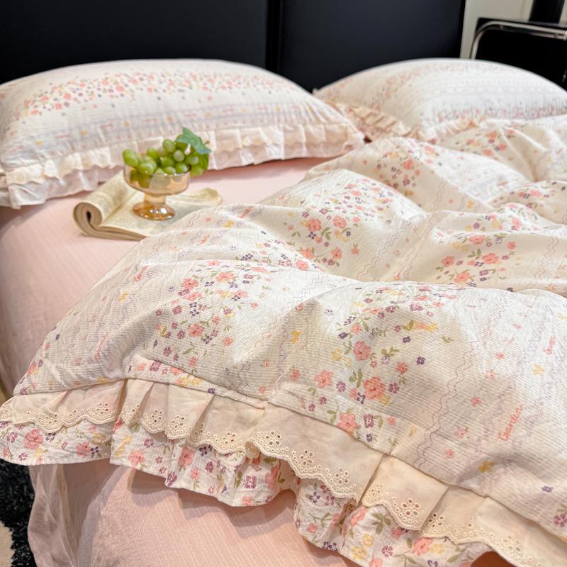High Quality Class A Puff Yarn Cotton Lace, Washed Cotton Quilt Cover Dormitory, Pieces 4